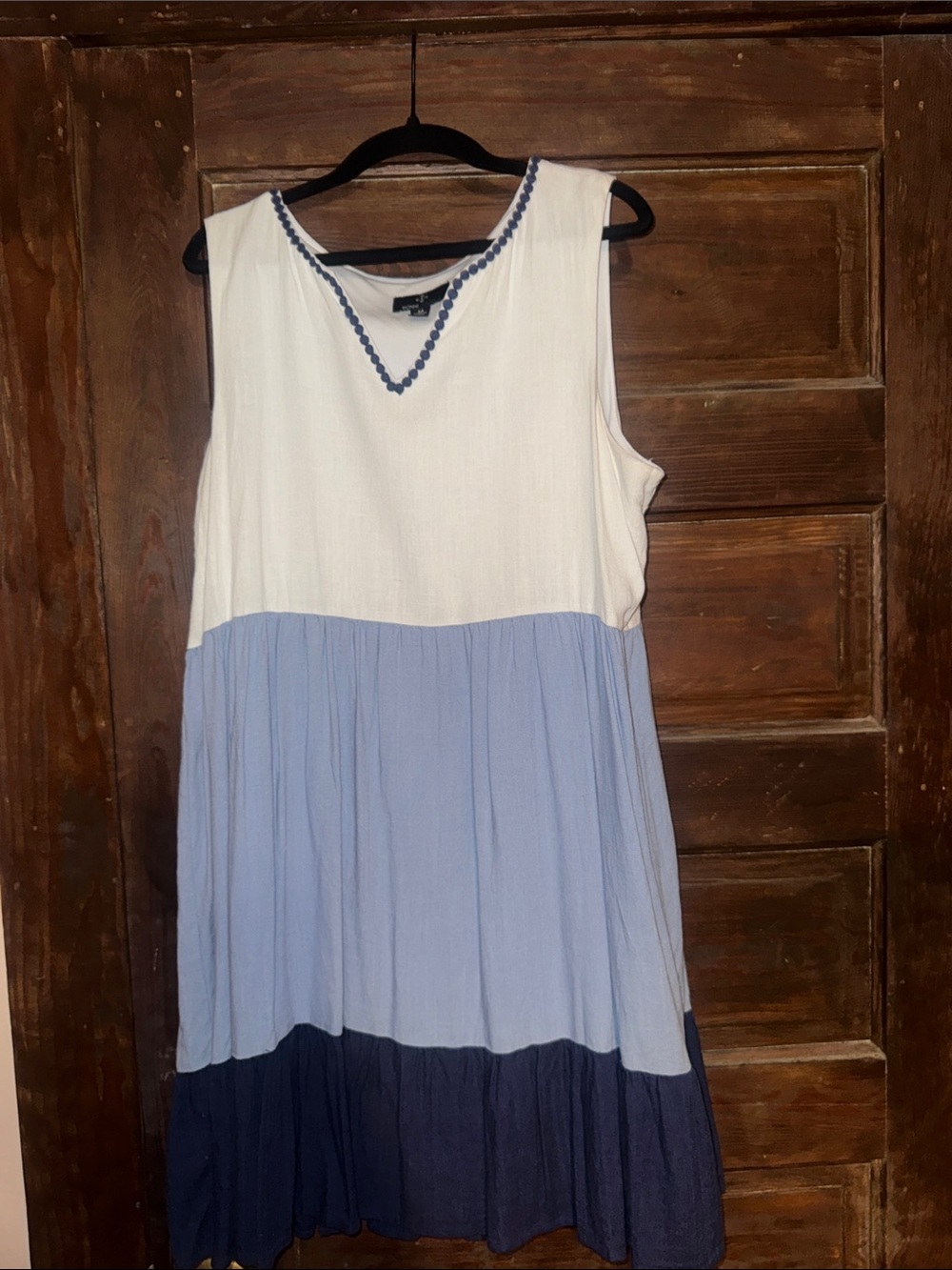 Ronni Nicole White Dress with Navy Trim Accents
